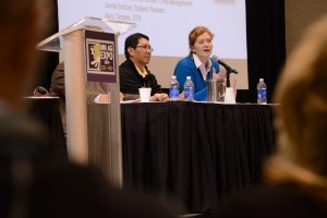 Juan Mayta and Mary Tangen on the "Embracing Technology" panel at MN Ag EXPO 2014.