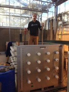 Dr. Tim Griffis working in one of the temperature and water-table controlled rhizotrons.