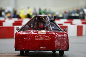 Alden-Conger's ethanol car, called "The Corn Burner," competing at the Shell Eco marathon Americas in Detroit.