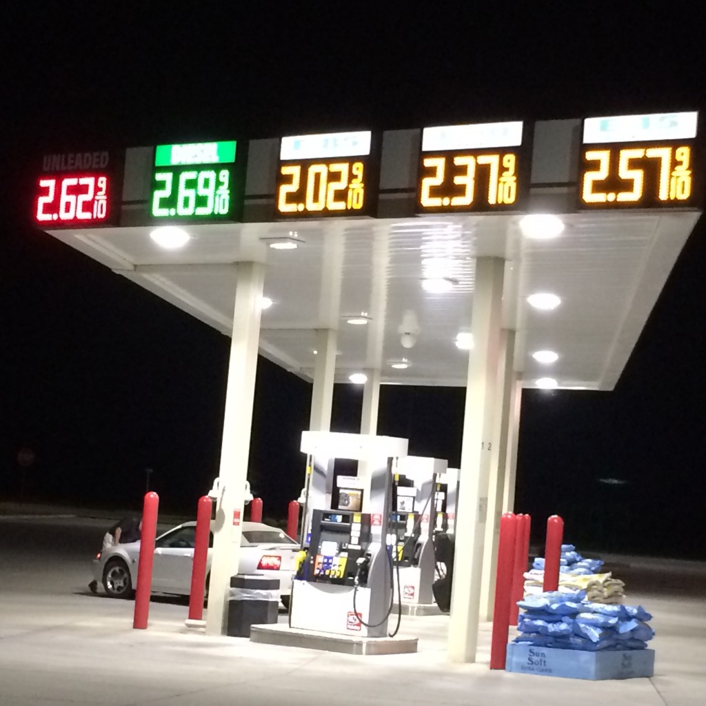 New flex-fuel pumps and price signs at the Holiday station in Pipestone, Minn.