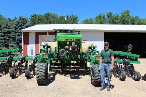 Keith Hartmann used a Conservation Innovation Grant from MCGA to modify this piece of equipment that allows him to plant cover crops while side-dressing nitrogen fertilizer.