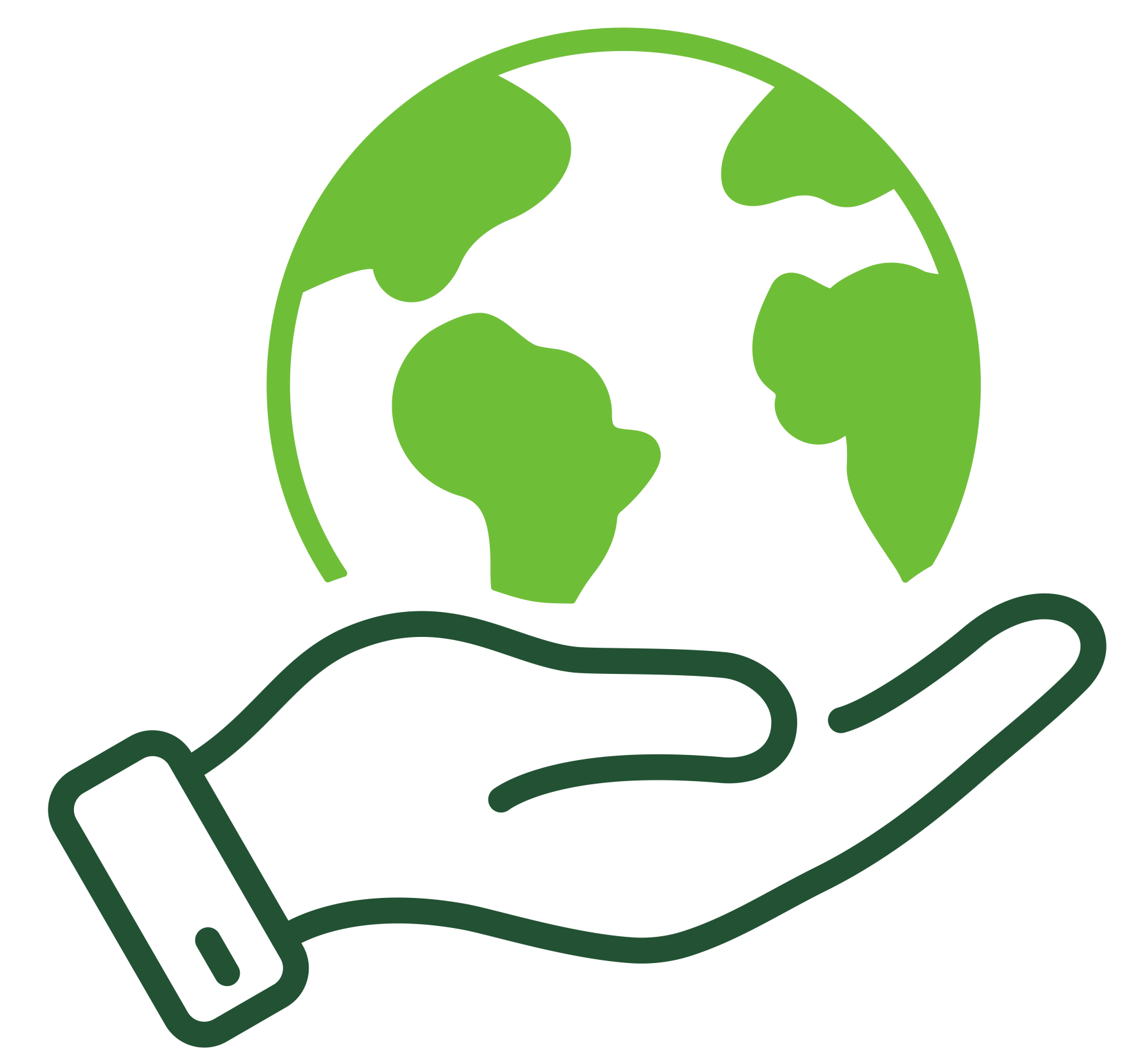 icon with hand holding a globe